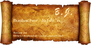 Busbacher Jolán névjegykártya